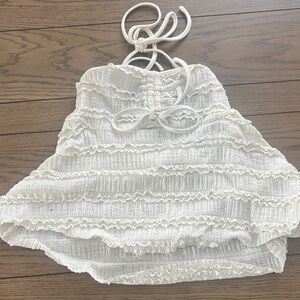 White Ruffled Halter Top